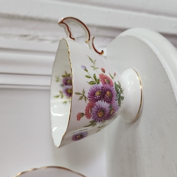 Hammersley Quatrefoil Demitasse Floral Teacup and Saucer - Picture 3 of 8